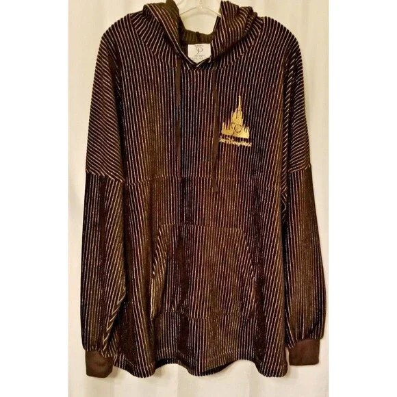 DisneyHoodie 50th Anniversary Spirit Black + Metallic Gold Stripe NEW TAGS XL